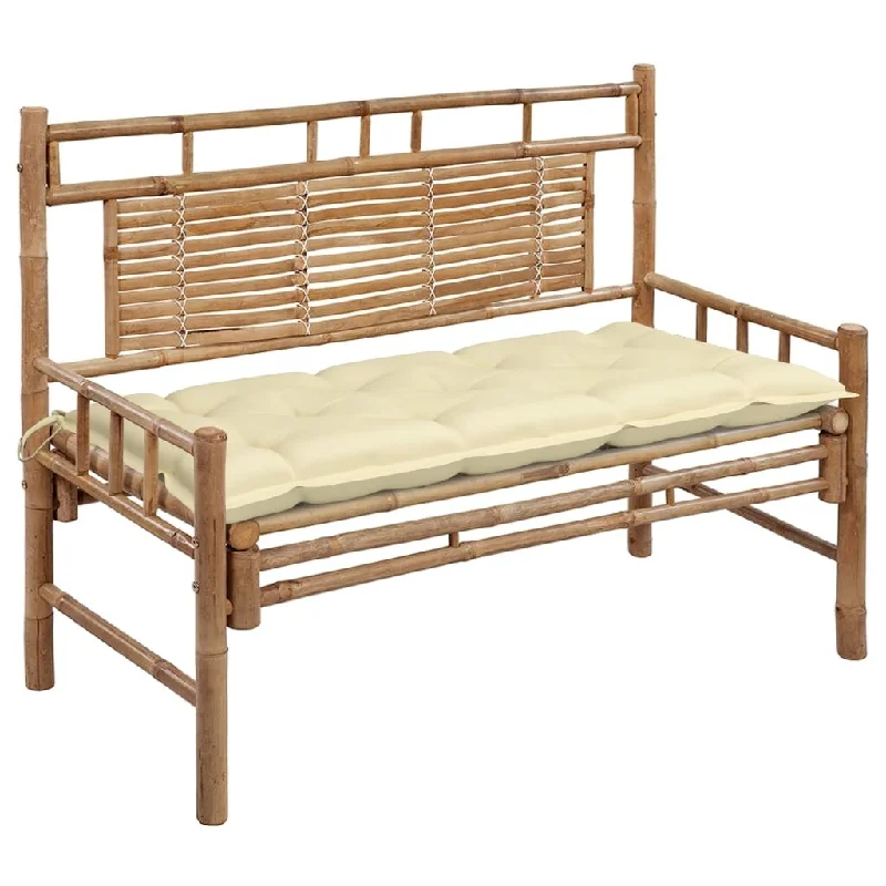 vidaXL Patio Bench with Cushion 47.2" Bamboo