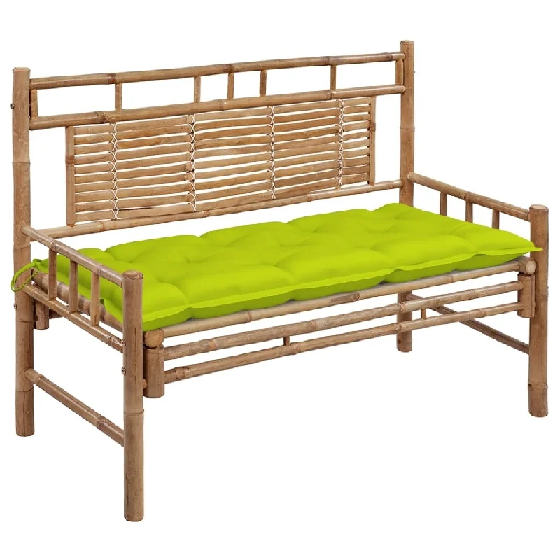 vidaXL Patio Bench with Cushion 47.2'' Bamboo - 47.2'' x 21.7'' x 23.6''