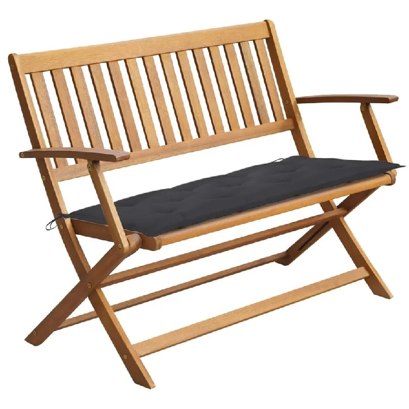 vidaXL Patio Bench with Cushion 47.2" Solid Acacia Wood