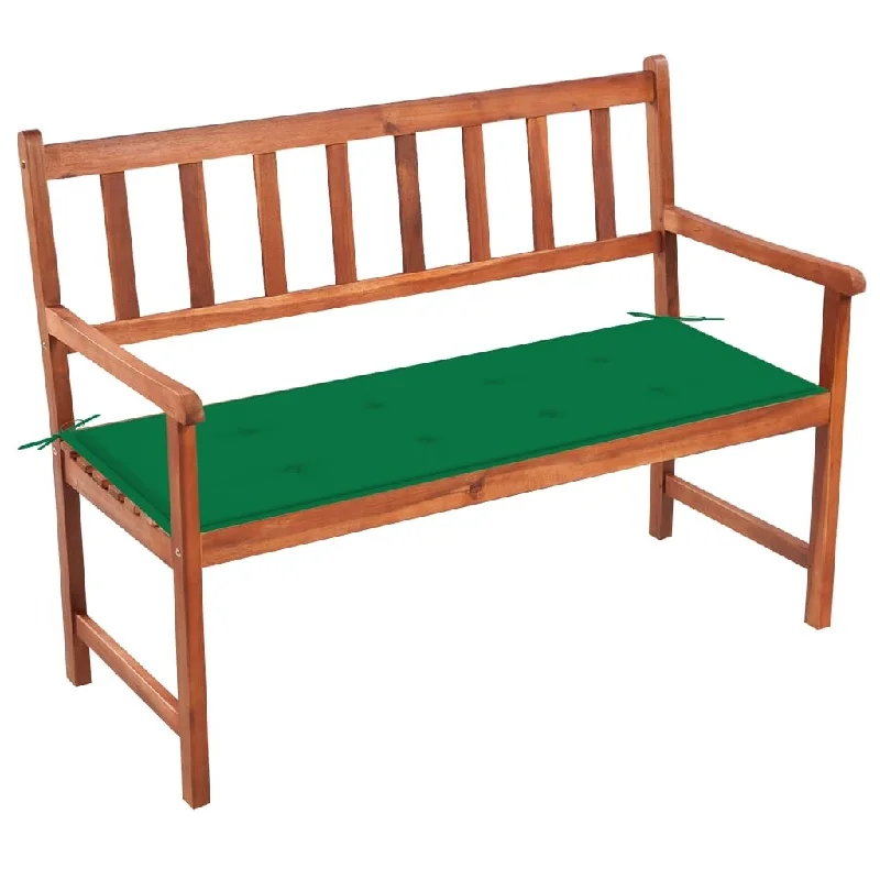 vidaXL Patio Bench with Cushion 47.2" Solid Acacia Wood - 47.2" x 22.8" x 35.4"