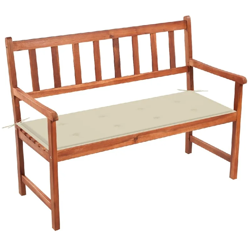 vidaXL Patio Bench with Cushion 47.2" Solid Acacia Wood - 47.2" x 22.8" x 35.4"