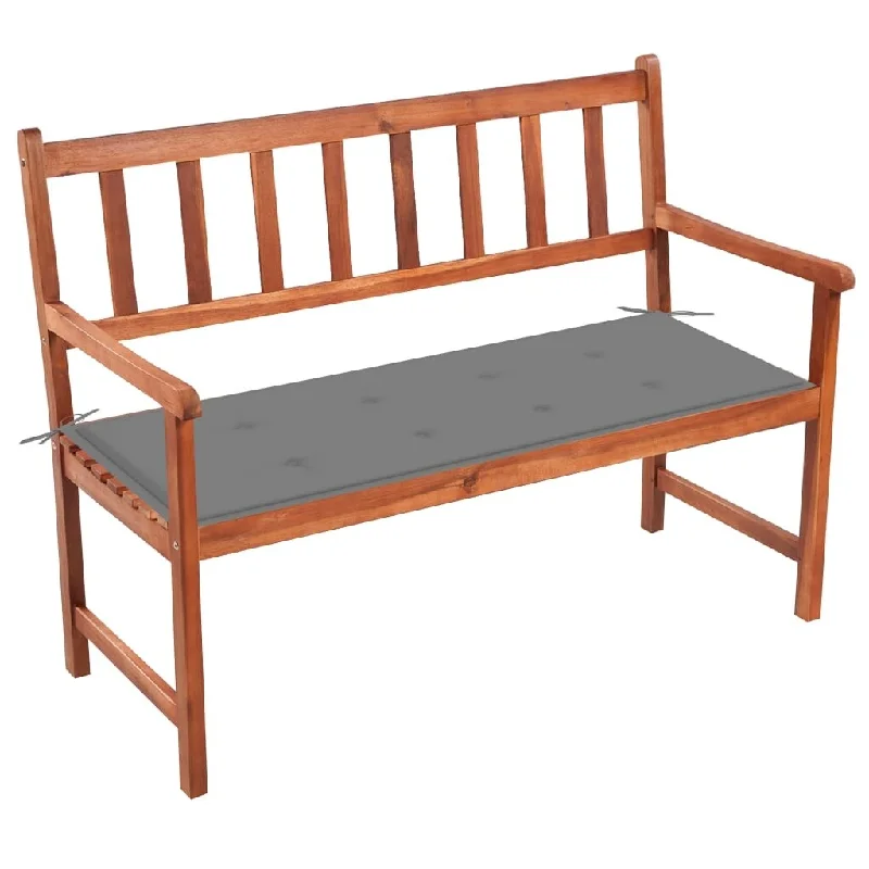 vidaXL Patio Bench with Cushion 47.2" Solid Acacia Wood - 47.2" x 22.8" x 35.4"