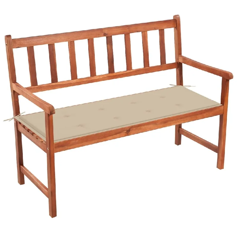 vidaXL Patio Bench with Cushion 47.2" Solid Acacia Wood - 47.2" x 22.8" x 35.4"