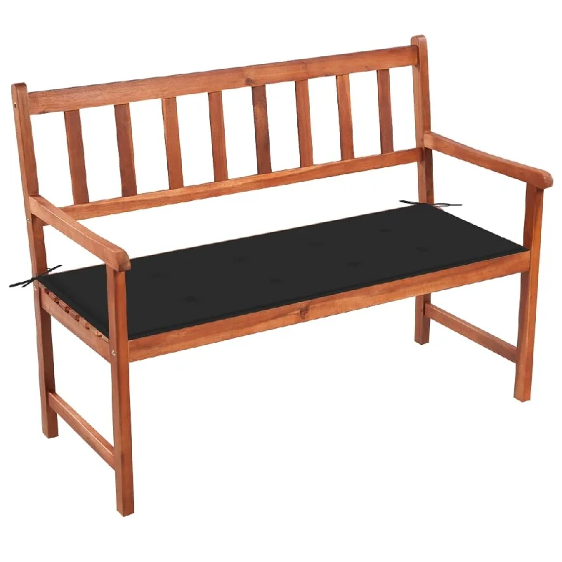 vidaXL Patio Bench with Cushion 47.2" Solid Acacia Wood - 47.2" x 22.8" x 35.4"