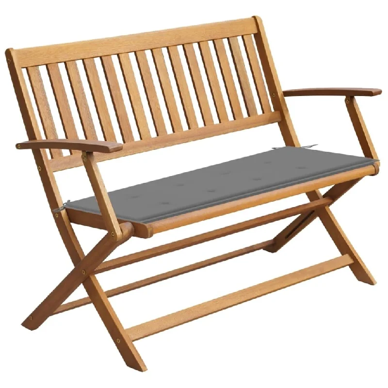 vidaXL Patio Bench with Cushion 47.2" Solid Acacia Wood - 47.2" x 23.6" x 35"