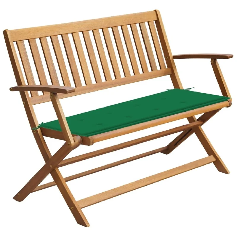 vidaXL Patio Bench with Cushion 47.2" Solid Acacia Wood - 47.2" x 23.6" x 35"