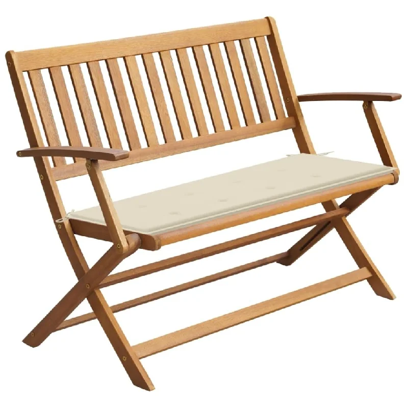 vidaXL Patio Bench with Cushion 47.2" Solid Acacia Wood - 47.2" x 23.6" x 35"