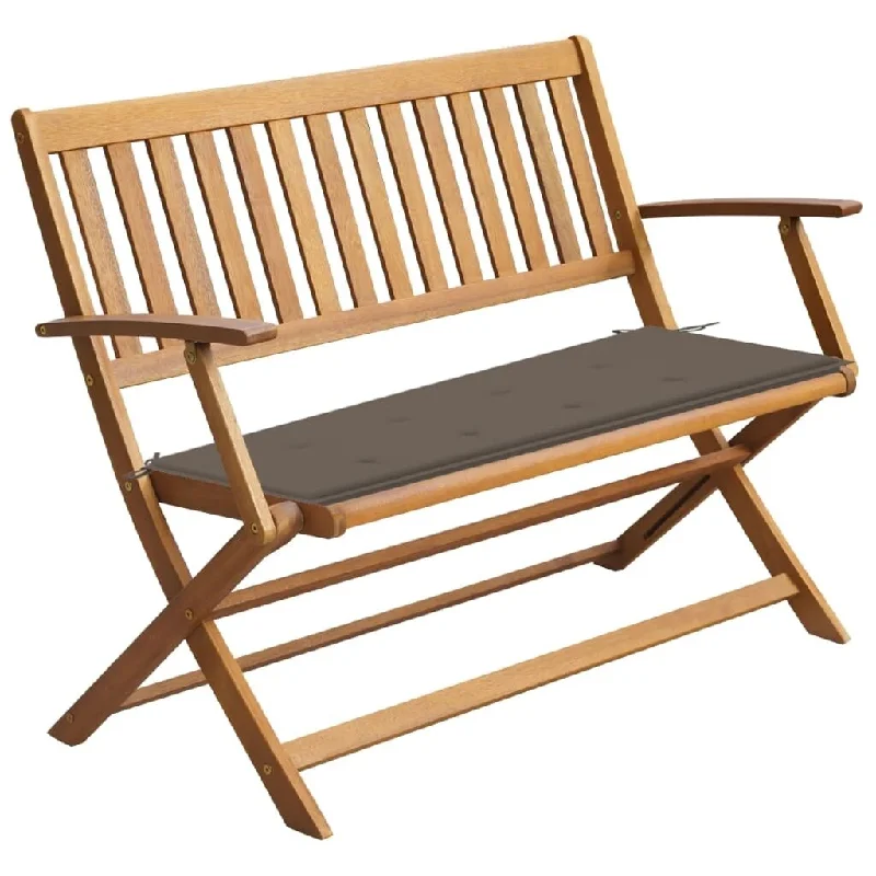 vidaXL Patio Bench with Cushion 47.2" Solid Acacia Wood - 47.2" x 23.6" x 35"