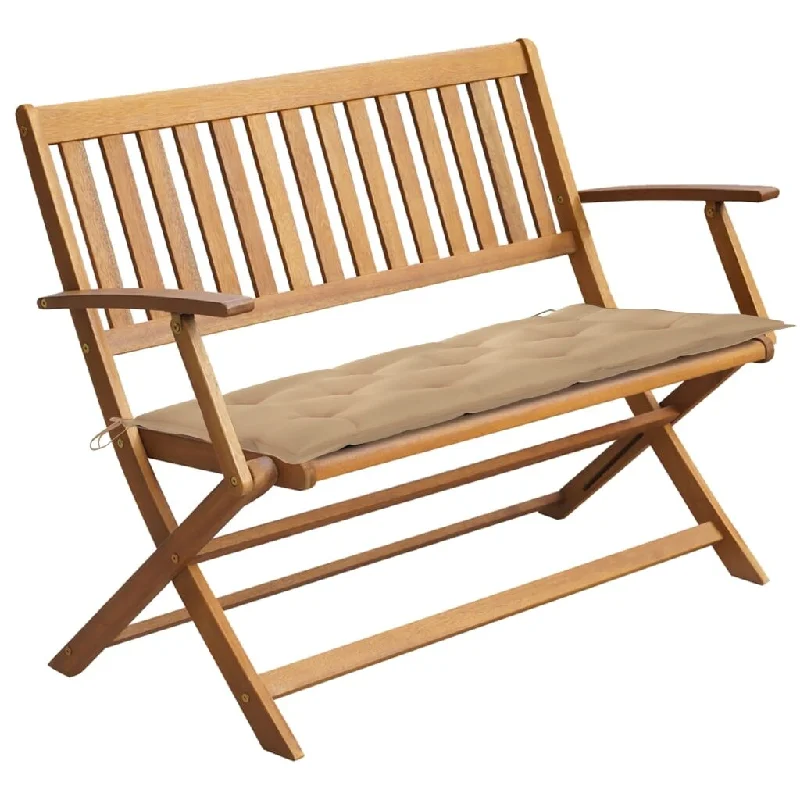 vidaXL Patio Bench with Cushion 47.2'' Solid Acacia Wood - 47.2'' x 23.7'' x35''