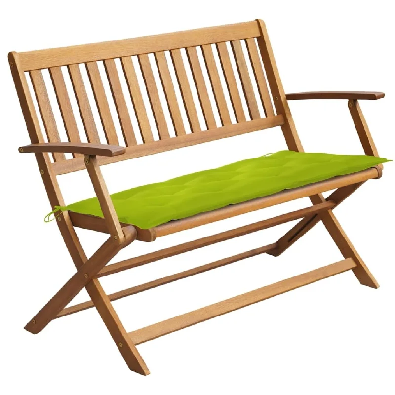 vidaXL Patio Bench with Cushion 47.2'' Solid Acacia Wood - 47.2'' x 23.7'' x35''