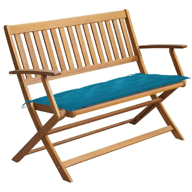 vidaXL Patio Bench with Cushion 47.2'' Solid Acacia Wood - 47.2'' x 23.7'' x35''