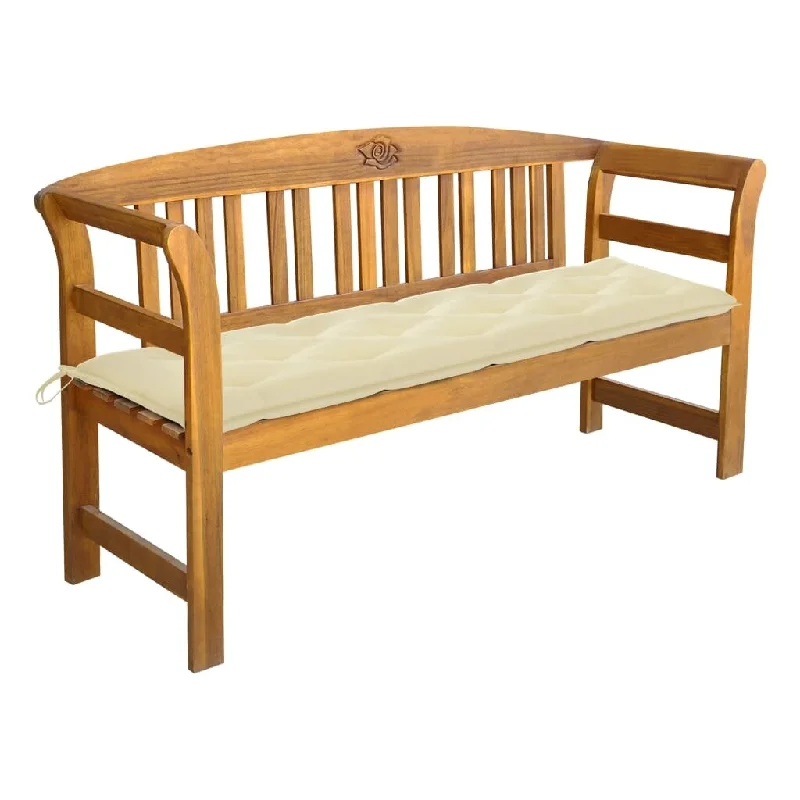 vidaXL Patio Bench with Cushion 61.8" Solid Acacia Wood