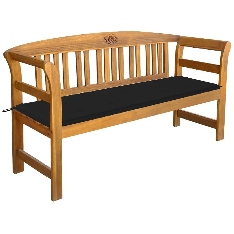 vidaXL Patio Bench with Cushion 61.8" Solid Acacia Wood - 61.8" x 17.7" x 32.4"