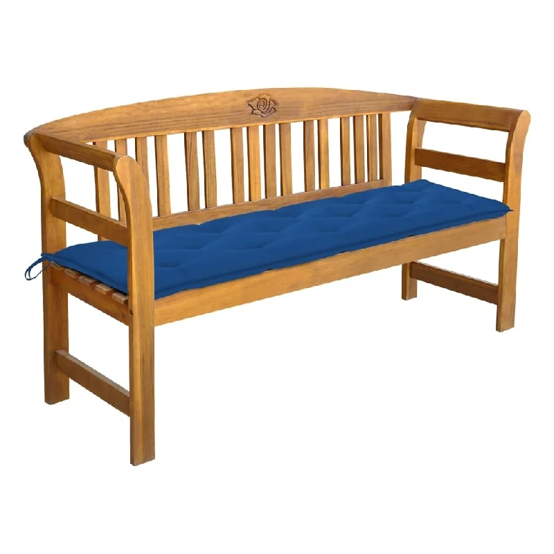 vidaXL Patio Bench with Cushion 61.8'' Solid Acacia Wood - 61.8'' x 17.7'' x 32.5''