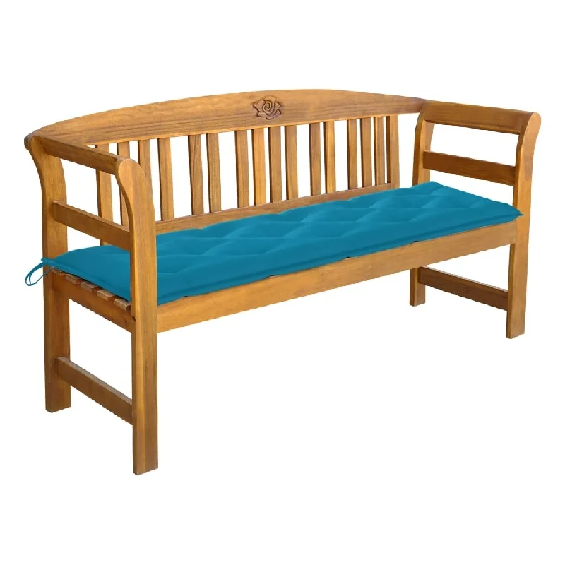 vidaXL Patio Bench with Cushion 61.8'' Solid Acacia Wood - 61.8'' x 17.7'' x 32.5''