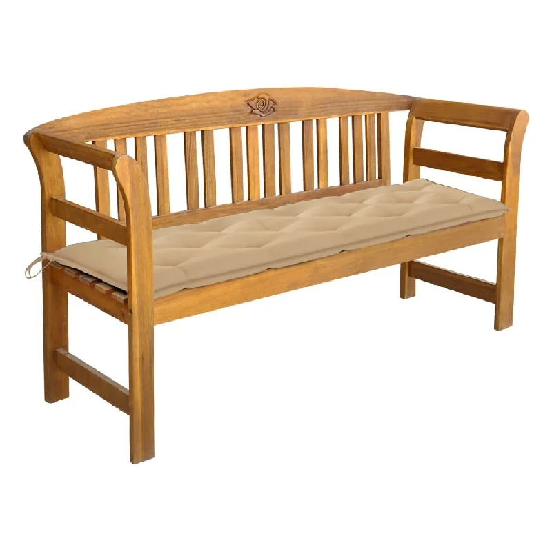 vidaXL Patio Bench with Cushion 61.8'' Solid Acacia Wood - 61.8'' x 17.7'' x 32.5''