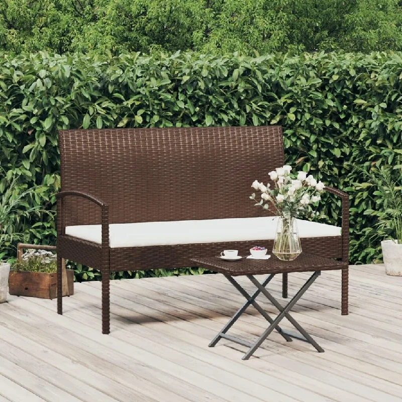 vidaXL Patio Bench with Cushion different color 41.3" Poly Rattan - 41.3" x 22.8" x 29.1"