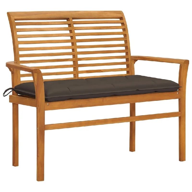 vidaXL Patio Bench with Taupe Cushion 44.1" Solid Teak Wood