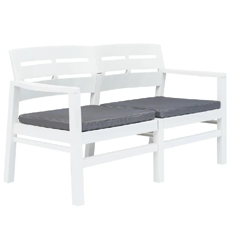 vidaXL Patio Garden Bench Loveseat 2-Seater Patio Bench with Cushions Plastic - 52.4"x25.6"x29.3"