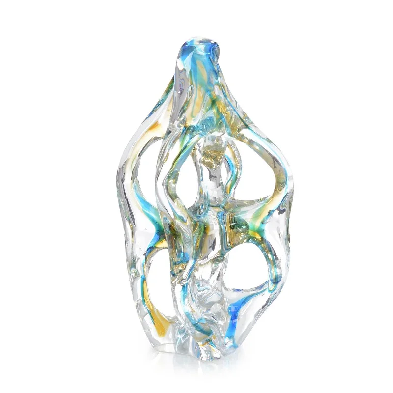 Azure Blue and Yellow Handblown Glass Sculpture II JRA-13191