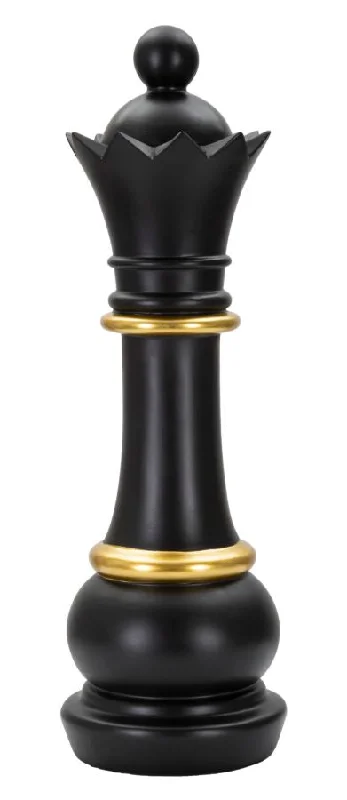 Black & Gold Queen Chess Piece (Modern Sculpture)