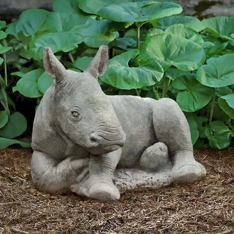 Campania International White Rhinoceros Calf Garden Statue