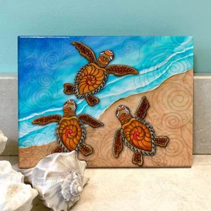 Ceramic Tile - 3 Baby Turtles - 6" x 8" - SKD