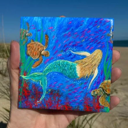 Ceramic Tile - The Mermaid Dance - 4" x 4" - SKD