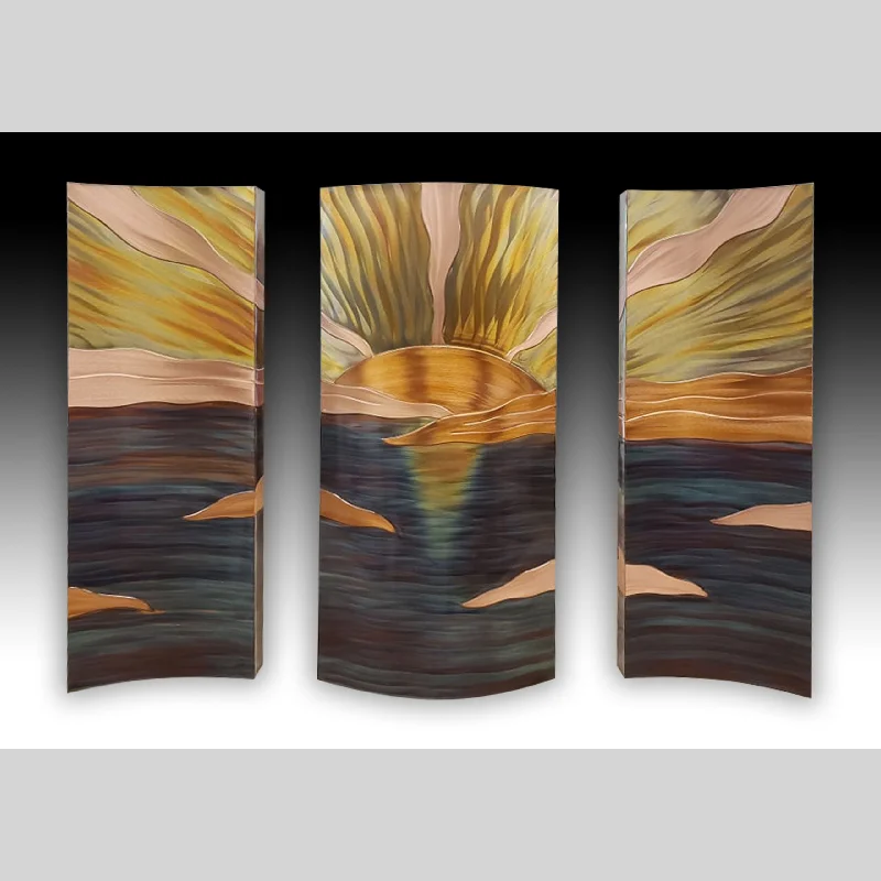 Copper Wall Art - New Horizons - Triptych - 26" x 36"