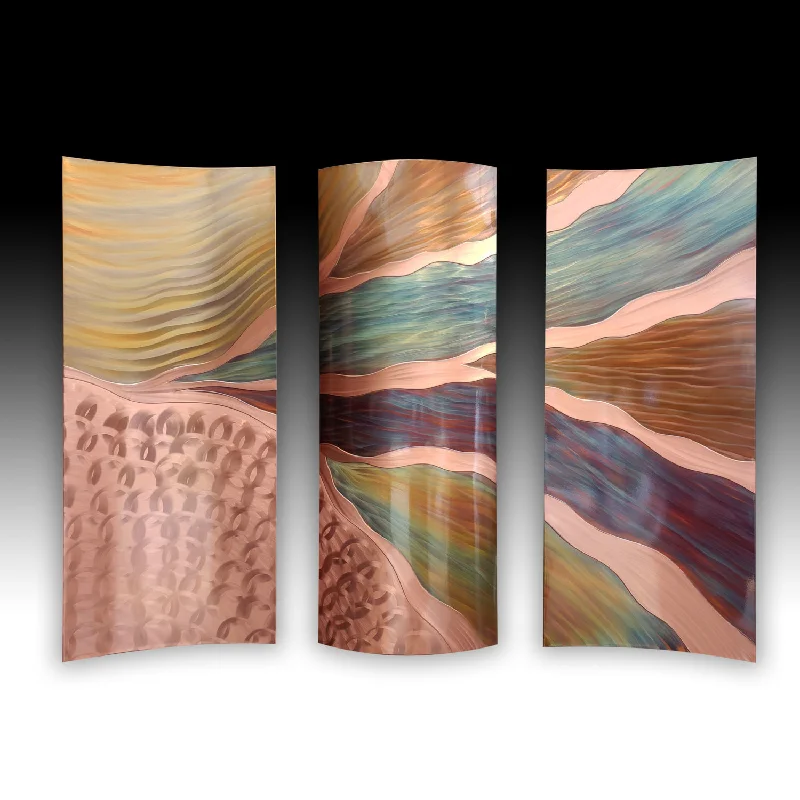 Copper Wall Art - Wandering - Large Triptych - 35" x 50"