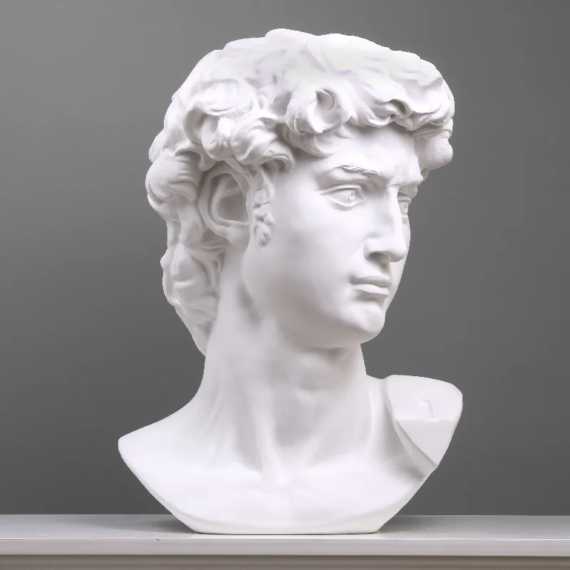 David Head Statue (White Resin Sculpture by Michelangelo)