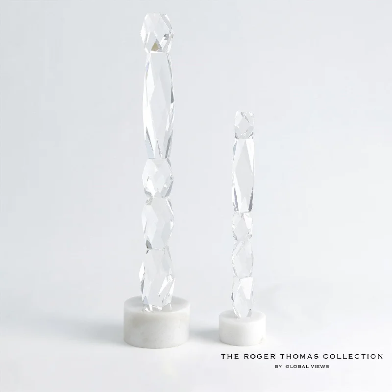 FACETTE COLUMN SCULPTURE-WHITE BASE