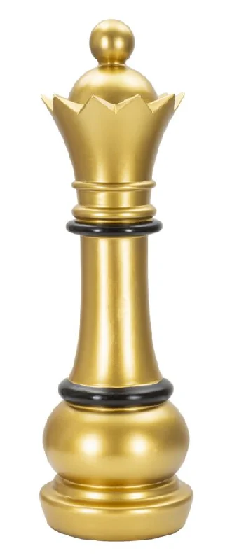 Gold & Black Queen Chess Piece (Modern Sculpture)