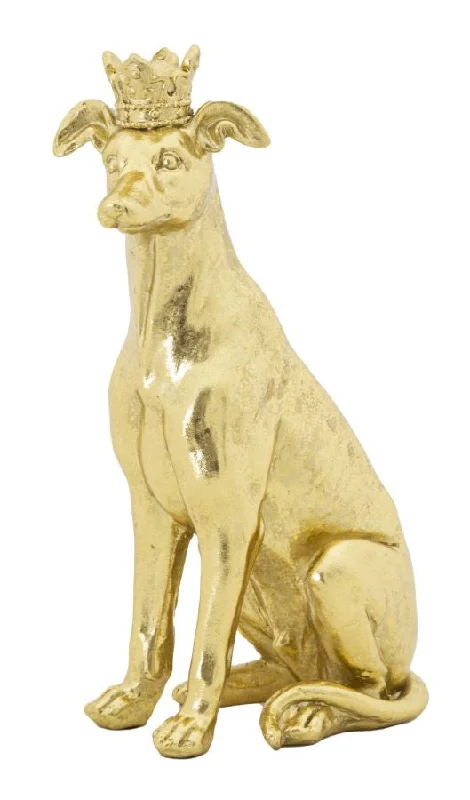 Gold Dog Statue with Crown (Modern Decoration)