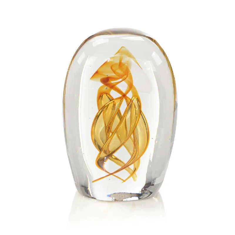 HANDBLOWN AMBER AND CLEAR GLASS SCULPTURE