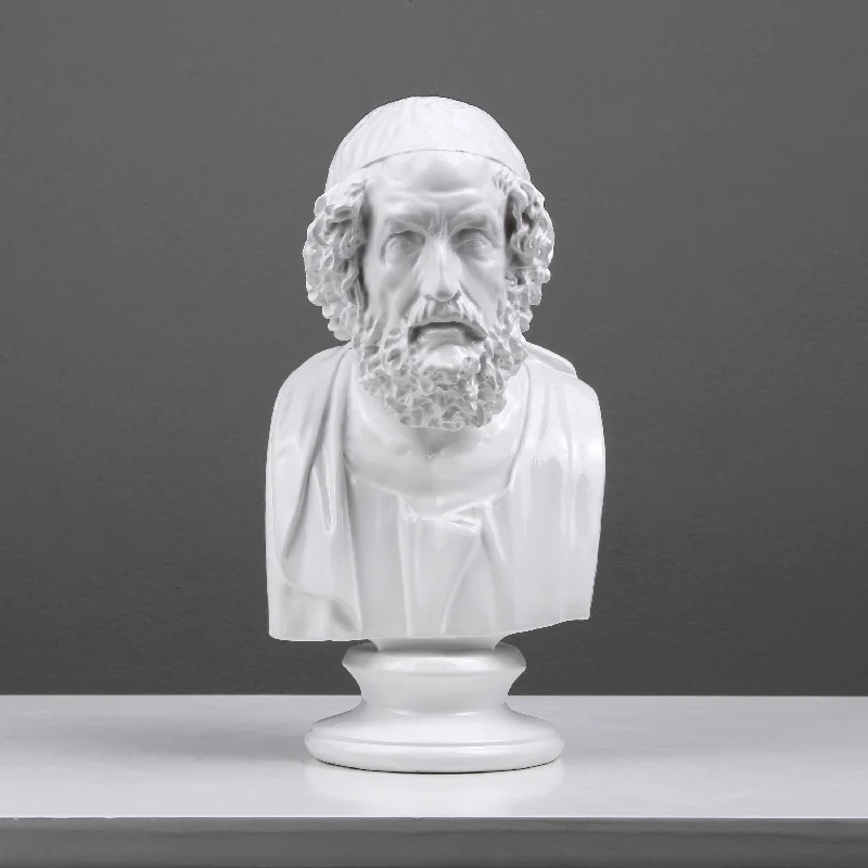 Homer Bust Statue (White Resin Sculpture)