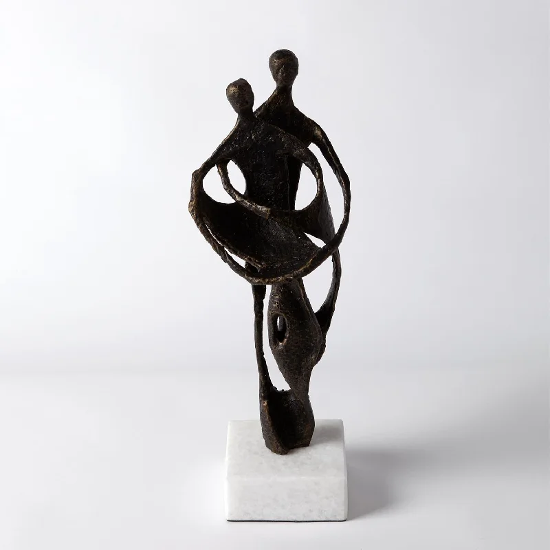 HUSBAND AND WIFE SCULPTURE-BRONZE