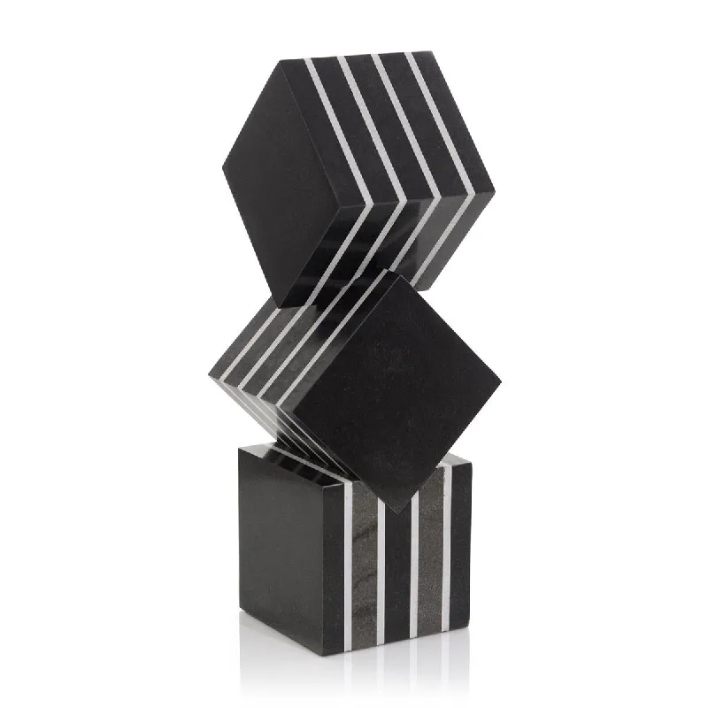 John Richard Cubed Black Marble Sculpture JRA-13277