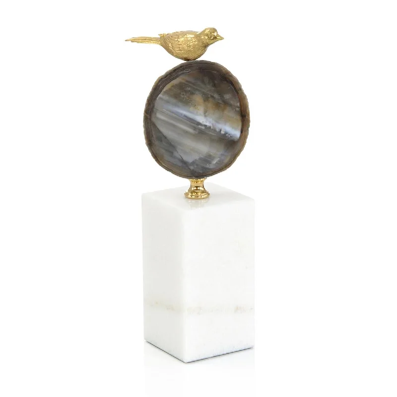 Polished Agate and Brass Bird Sculpture I JRA-14110