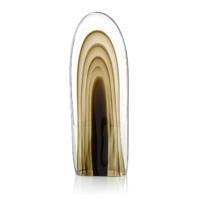 Rippled Brown Handblown Glass Sculpture I JRA-14296