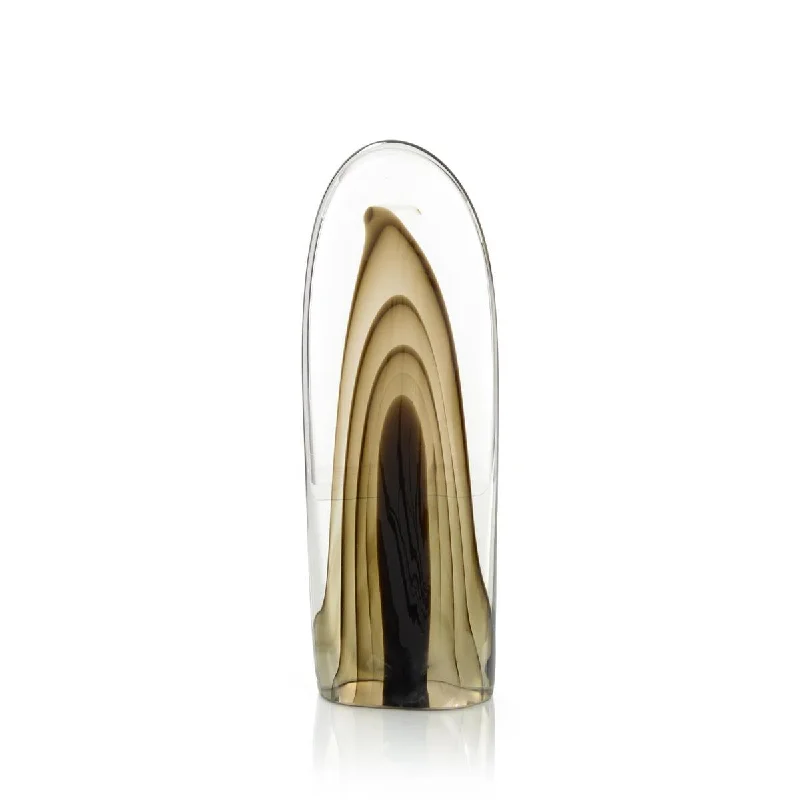 Rippled Brown Handblown Glass Sculpture II JRA-14297