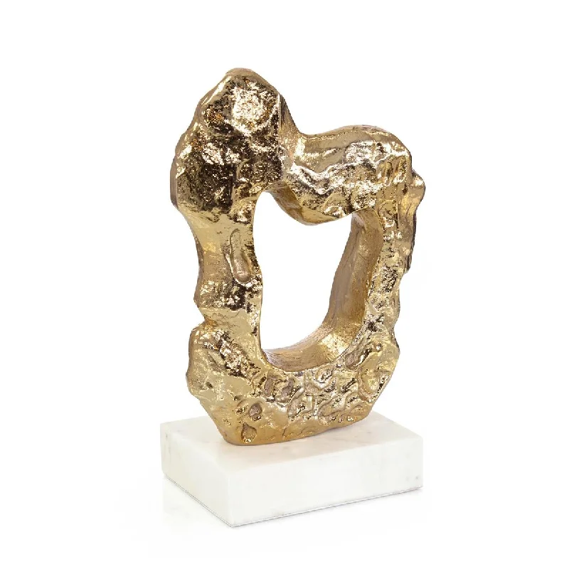 Textural Gold and White Marble Sculpture II JRA-14128