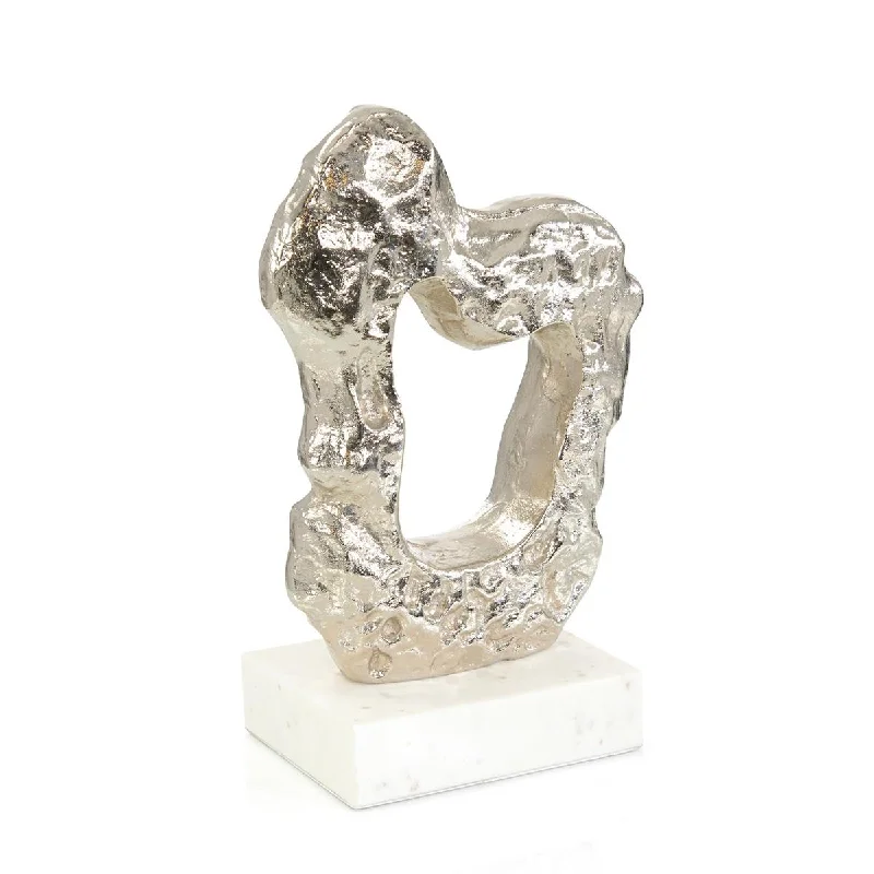 Textural Silver and White Marble Sculpture II JRA-14129