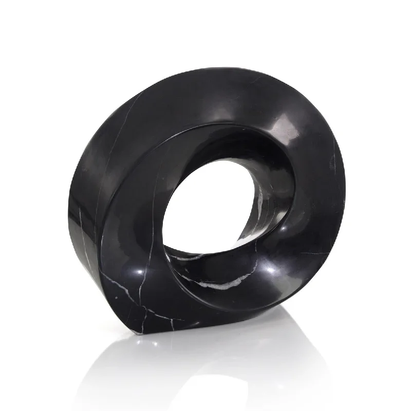 Twisted Ring Black Marble Sculpture I JRA-13281