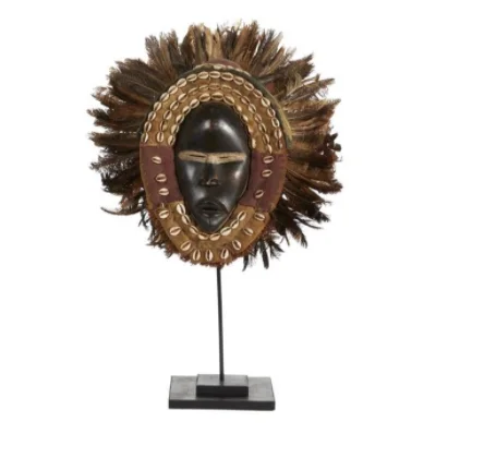 WD FTHR MASK SCULPTURE 19"W, 33"H