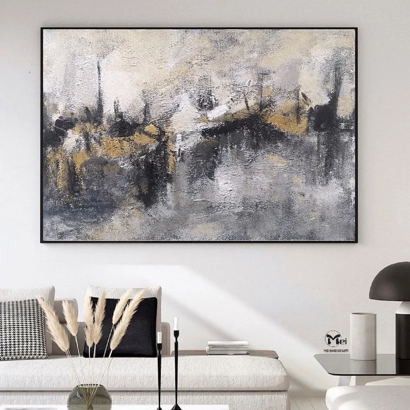 Beige and Black Painting Large Artwork Wall Canvas Ap104