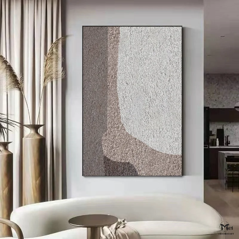 Beige And Gray Abstract Painting Geometric Art Ap126