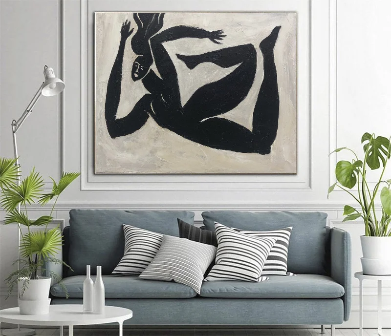 Black And White Greek Athletes Paintings On Canvas Minimalist Art Kp030