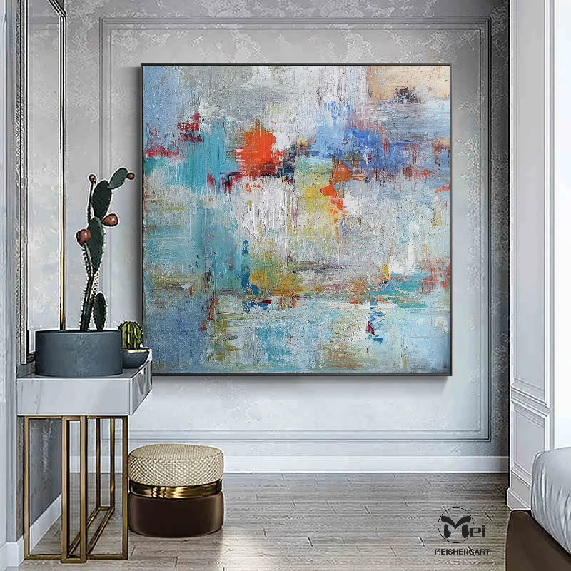 Blue and Grey Wall Art Heavy Texture Original Abstract Painting Kp002