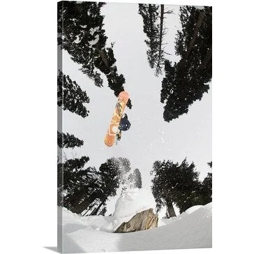 Christian Aslund Premium Thick-Wrap Canvas entitled Snowboarder in mid-air, Gulmarg, India